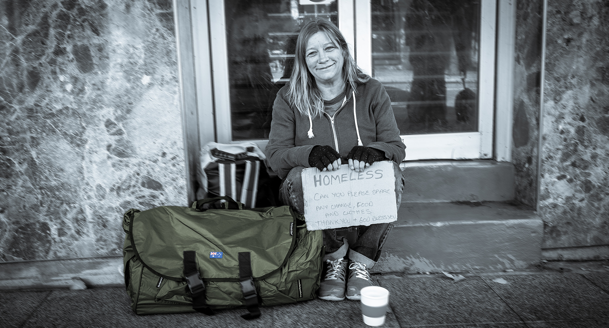 BackpackBedforHomelessLady © Stephen White